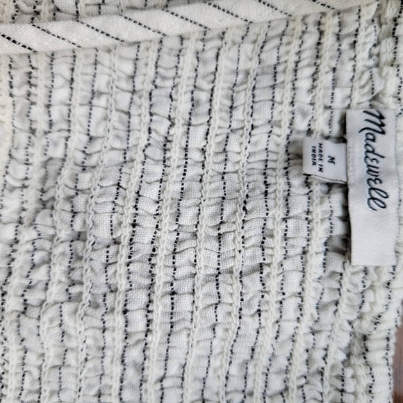 Madewell Striped Empire-Waist Midi Dress in 100% Linen NV470 Size M - Picture 9 of 10